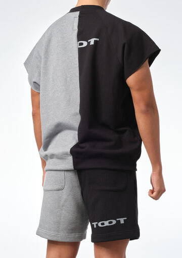 Two-tone Colored Cropped Sleeve T-shirt,, small image number 3