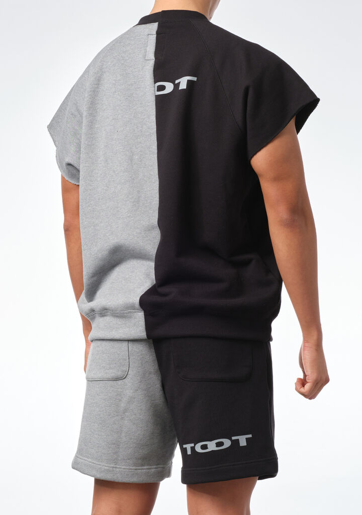 Two-tone Colored Cropped Sleeve T-shirt,, medium image number 3