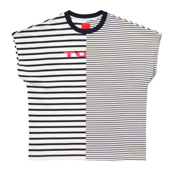Marine Stripe Sleeveless T-shirt,white, small image number 0