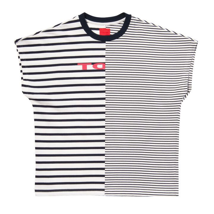 Marine Stripe Sleeveless T-shirt,white, medium image number 0