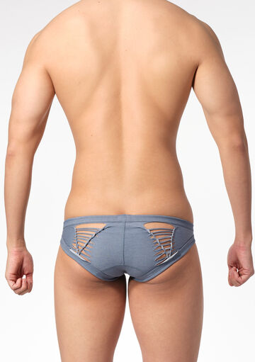 Scratched Denim Lace-Up Bikini,, small image number 2