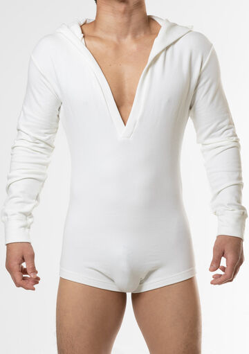 High Gauge Bare Fleece-Lined Union Suit,white, small image number 1