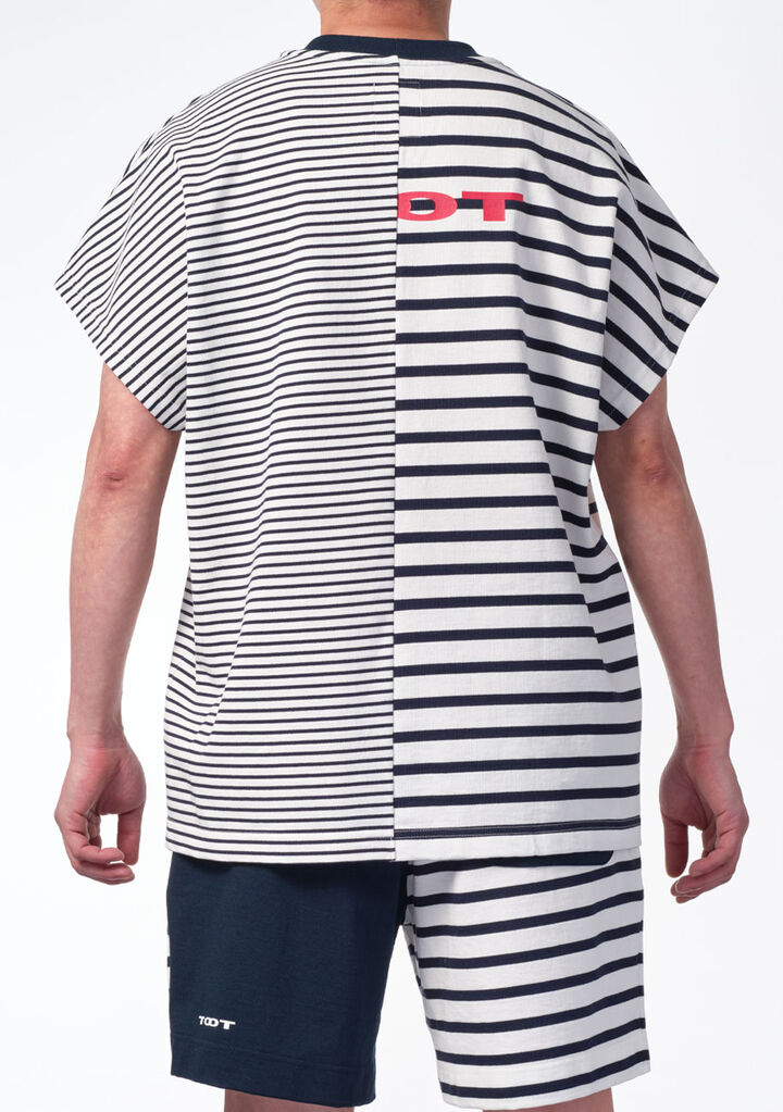 Marine Stripe Sleeveless T-shirt,white, medium image number 2