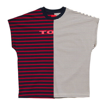 Marine Stripe Sleeveless T-shirt,red, small image number 0