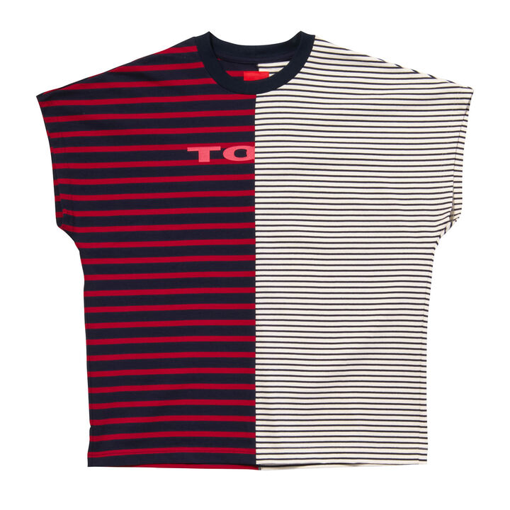 Marine Stripe Sleeveless T-shirt,red, medium image number 0