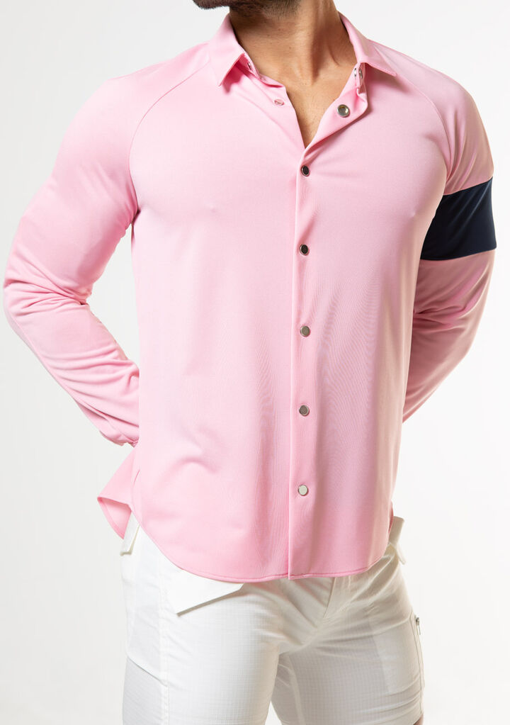 Vivid Line Sleeve Shirt,pink, medium image number 4