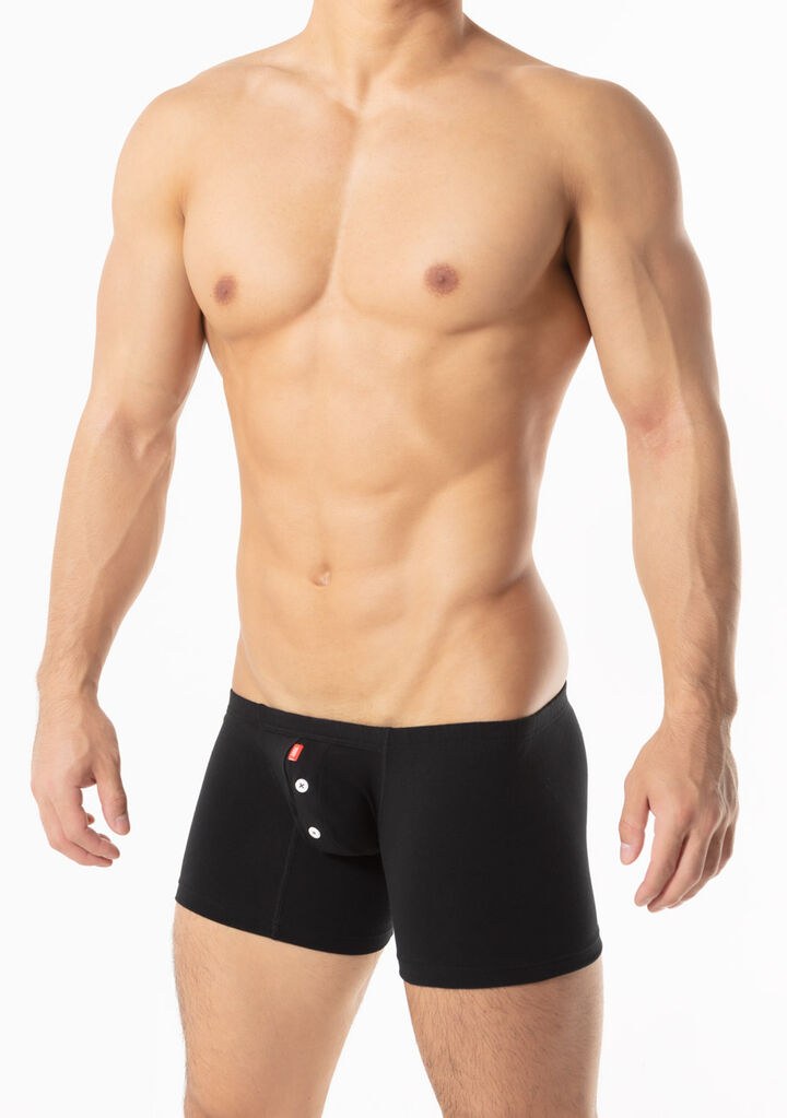 Cotton Long Boxer,black, medium image number 2