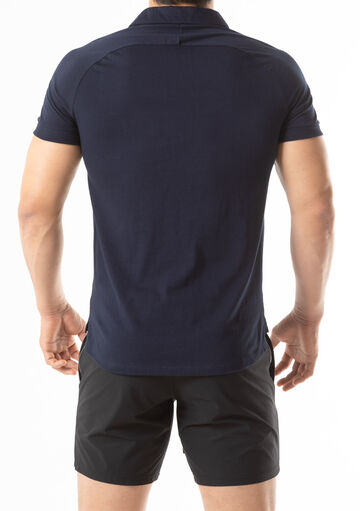 Chest Line Short-Sleeve Shirt,navy, small image number 3