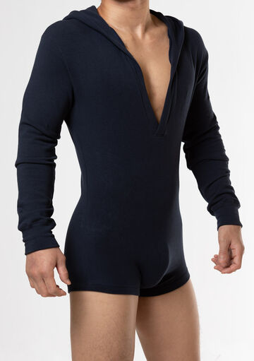 High Gauge Bare Fleece-Lined Union Suit,navy, small image number 4