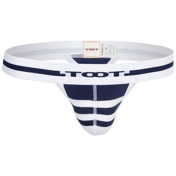 Horizontal-Irregular-Stripe Thong,white, small image number 0