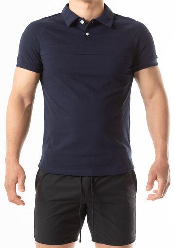 Chest Line Short-Sleeve Shirt,navy, small image number 1