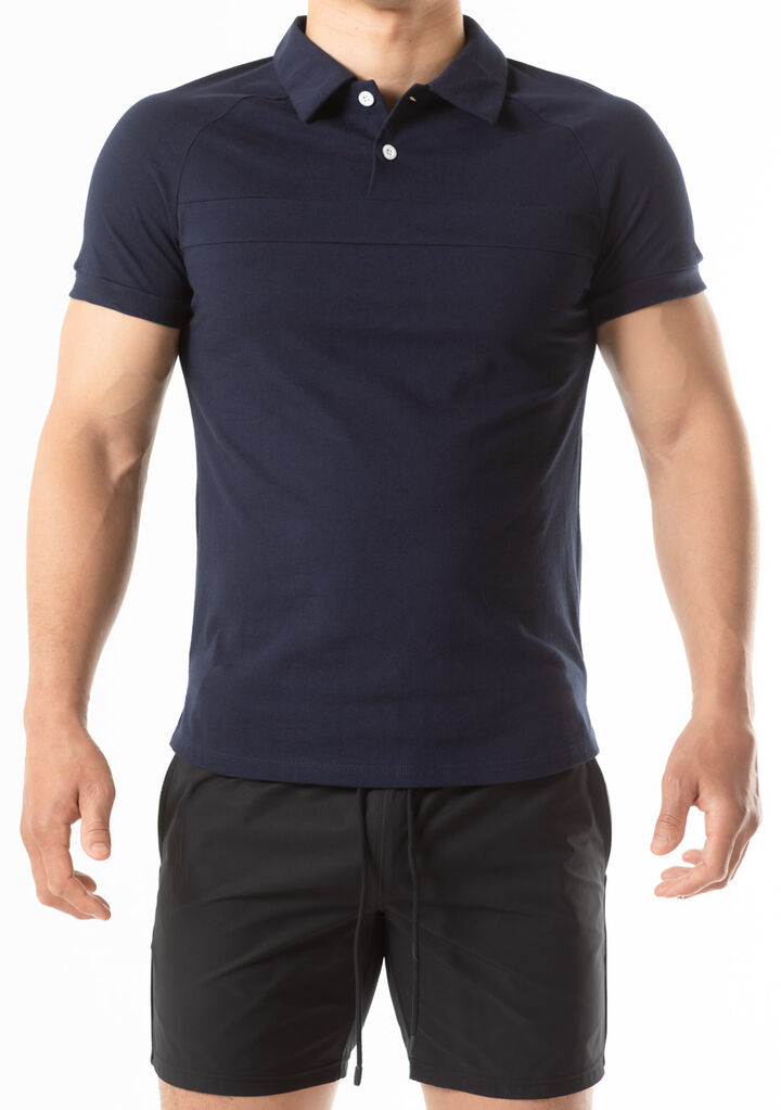 Chest Line Short-Sleeve Shirt,navy, medium image number 1