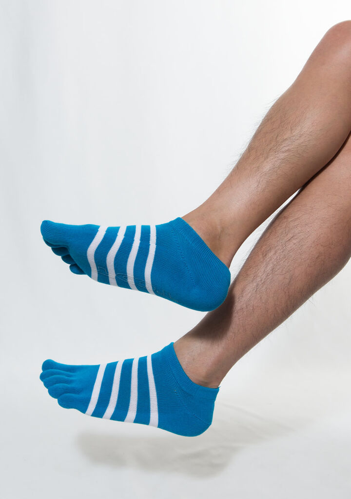 Stripe line finger socks,blue, medium image number 1