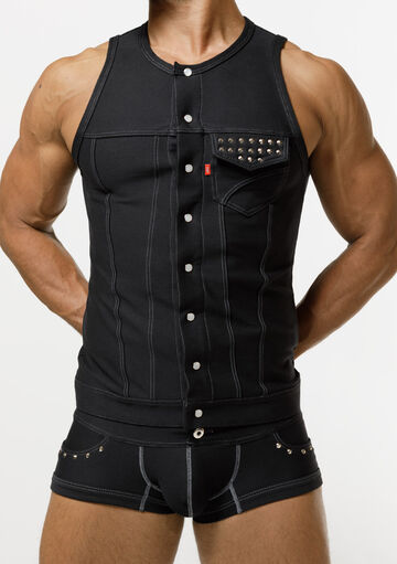 17th denim studs tank,, small image number 1