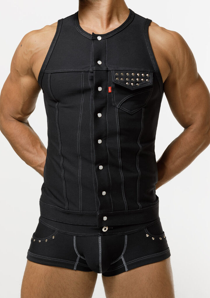 17th denim studs tank,, medium image number 1