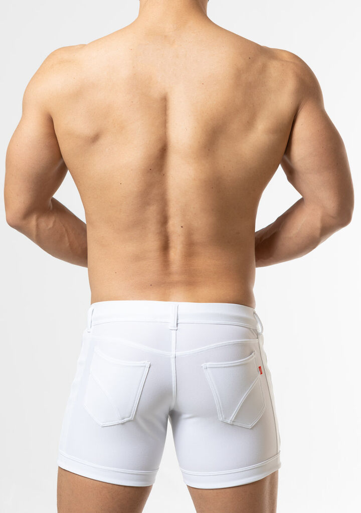 Denim-Like Swim Shorts,white, medium image number 3